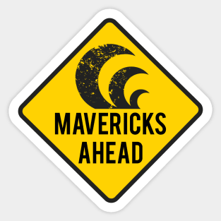 Mavericks Ahead Surfing Road Sign Sticker